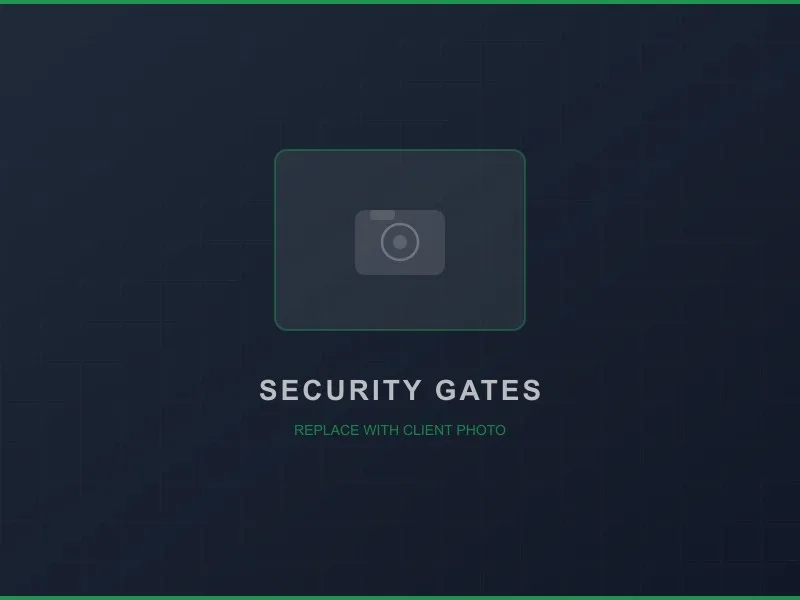 Heavy-duty steel security gates installed at a warehouse entrance